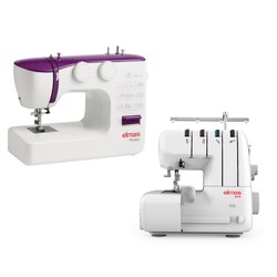 Elmas TR360 (Mor) Dikiş Makinesi ve 328 Ev Tipi 4 İplik Overlok Makinesi