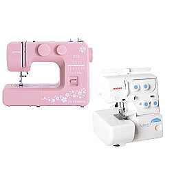 Janome E1015 Joy of Sewing Dikiş Makinesi (Pembe) ve 8002D Overlok Makinesi Avantaj Paketi