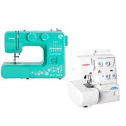 Janome E1015 Joy of Sewing Dikiş Makinesi (Yeşil) ve 8002D Overlok Makinesi Avantaj Paketi