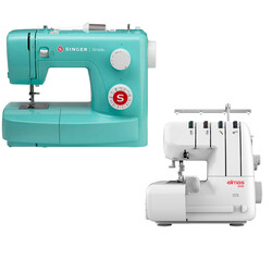Singer Simple 3223G Dikiş Makinesi ve Elmas 328 Ev Tipi 4 İplik Overlok Makinesi Avantajlı Paket