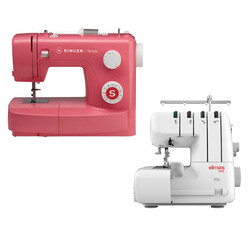 Singer Simple 3223R Dikiş Makinesi ve Elmas 328 Ev Tipi 4 İplik Overlok Makinesi Avantajlı Paket